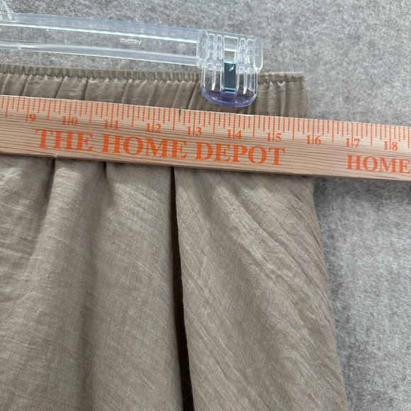 Peach Maxi Skirt XL Flare Taupe Brown Elastic Waist Pockets Lined Crinkle Gauze - Picture 9 of 11